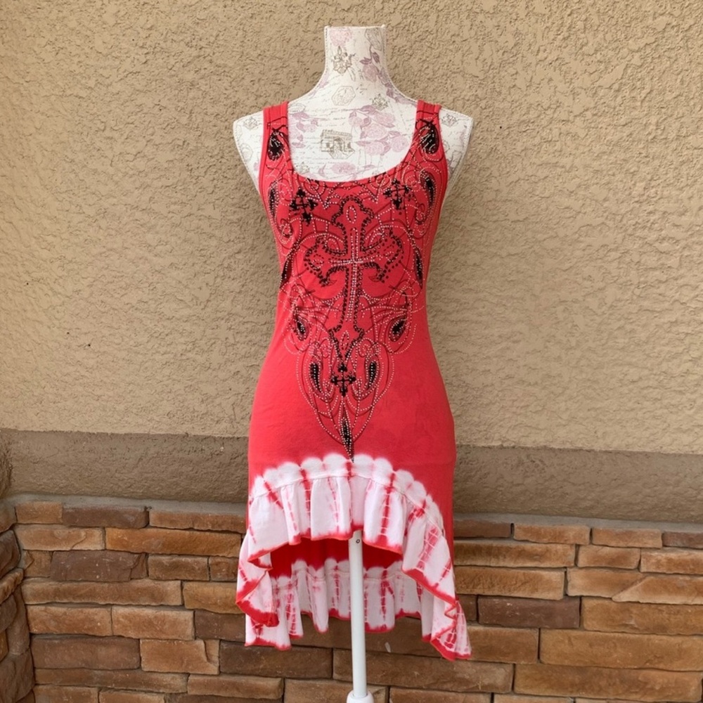 RU Apparel Embellished Hi-Lo Tie Dye Tank Top – Size S